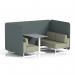 Brixworth 4 Seater Bench Booth With White Legs And Grey Table With White Leg In Main Line Flax Fabric - Westminster Panels And Newbury Sofa SF004191