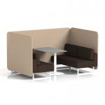 Brixworth 4 Seater Bench Booth With White Legs And Grey Table With White Leg In Synergy Fabric - Affix Panels And Wed Sofa SF004192