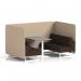 Brixworth 4 Seater Bench Booth With White Legs And Grey Table With White Leg In Synergy Fabric - Affix Panels And Wed Sofa SF004192