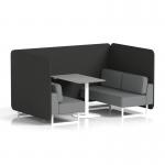 Brixworth 4 Seater Bench Booth With White Legs And Grey Table With White Leg In Synergy Fabric - Mix Panels And Partner Sofa SF004194