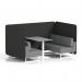 Brixworth 4 Seater Bench Booth With White Legs And Grey Table With White Leg In Synergy Fabric - Mix Panels And Partner Sofa SF004194