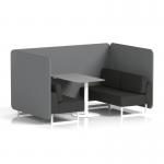 Brixworth 4 Seater Bench Booth With White Legs And Grey Table With White Leg In Synergy Fabric - Partner Panels And Mix Sofa SF004196
