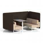 Brixworth 4 Seater Bench Booth With White Legs And Grey Table With White Leg In Synergy Fabric - Wed Panels And Affix Sofa SF004197