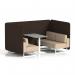 Brixworth 4 Seater Bench Booth With White Legs And Grey Table With White Leg In Synergy Fabric - Wed Panels And Affix Sofa SF004197
