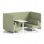 Brixworth 4 Seater Bench Booth With White Legs And White Table With White Leg In Rivet Fabric - Burnish Panels And Sofa SF004204