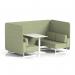 Brixworth 4 Seater Bench Booth With White Legs And White Table With White Leg In Rivet Fabric - Burnish Panels And Sofa SF004204