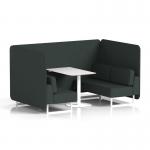 Brixworth 4 Seater Bench Booth With White Legs And White Table With White Leg In Rivet Fabric - Charcoal Panels And Sofa SF004205