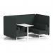Brixworth 4 Seater Bench Booth With White Legs And White Table With White Leg In Rivet Fabric - Charcoal Panels And Sofa SF004205