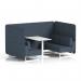 Brixworth 4 Seater Bench Booth With White Legs And White Table With White Leg In Rivet Fabric - Crucible Panels And Sofa SF004206