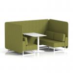 Brixworth 4 Seater Bench Booth With White Legs And White Table With White Leg In Rivet Fabric - Olive Panels And Sofa SF004207