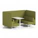 Brixworth 4 Seater Bench Booth With White Legs And White Table With White Leg In Rivet Fabric - Olive Panels And Sofa SF004207
