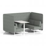 Brixworth 4 Seater Bench Booth With White Legs And White Table With White Leg In Rivet Fabric - Prime Panels And Sofa SF004208