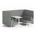 Brixworth 4 Seater Bench Booth With White Legs And White Table With White Leg In Rivet Fabric - Prime Panels And Sofa SF004208