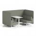 Brixworth 4 Seater Bench Booth With White Legs And White Table With White Leg In Rivet Fabric - Vitreous Panels And Sofa SF004209