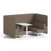 Brixworth 4 Seater Bench Booth With White Legs And White Table With White Leg In X2 Fabric - Theory Panels And Sofa SF004215
