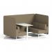 Brixworth 4 Seater Bench Booth With White Legs And White Table With White Leg In Main Line Flax Fabric - Bank Panels And Sofa SF004216