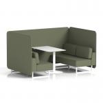 Brixworth 4 Seater Bench Booth With White Legs And White Table With White Leg In Main Line Flax Fabric - Monument Panels And Sofa SF004217
