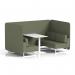 Brixworth 4 Seater Bench Booth With White Legs And White Table With White Leg In Main Line Flax Fabric - Monument Panels And Sofa SF004217