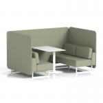 Brixworth 4 Seater Bench Booth With White Legs And White Table With White Leg In Main Line Flax Fabric - Newbury Panels And Sofa SF004218