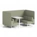 Brixworth 4 Seater Bench Booth With White Legs And White Table With White Leg In Main Line Flax Fabric - Newbury Panels And Sofa SF004218