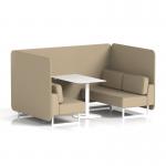 Brixworth 4 Seater Bench Booth With White Legs And White Table With White Leg In Main Line Flax Fabric - Upminster Panels And Sofa SF004220