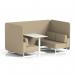 Brixworth 4 Seater Bench Booth With White Legs And White Table With White Leg In Main Line Flax Fabric - Upminster Panels And Sofa SF004220
