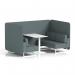 Brixworth 4 Seater Bench Booth With White Legs And White Table With White Leg In Main Line Flax Fabric - Westminster Panels And Sofa SF004221