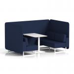 Brixworth 4 Seater Bench Booth With White Legs And White Table With White Leg In Synergy Fabric - Alike Panels And Sofa SF004223