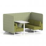 Brixworth 4 Seater Bench Booth With White Legs And White Table With White Leg In Rivet Fabric - Burnish Panels And Olive Sofa SF004234