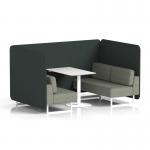 Brixworth 4 Seater Bench Booth With White Legs And White Table With White Leg In Rivet Fabric - Charcoal Panels And Vitreous Sofa SF004235