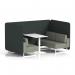 Brixworth 4 Seater Bench Booth With White Legs And White Table With White Leg In Rivet Fabric - Charcoal Panels And Vitreous Sofa SF004235