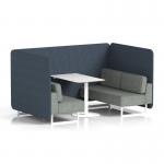 Brixworth 4 Seater Bench Booth With White Legs And White Table With White Leg In Rivet Fabric - Crucible Panels And Prime Sofa SF004236