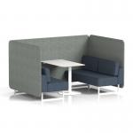 Brixworth 4 Seater Bench Booth With White Legs And White Table With White Leg In Rivet Fabric - Prime Panels And Crucible Sofa SF004238