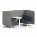 Brixworth 4 Seater Bench Booth With White Legs And White Table With White Leg In Rivet Fabric - Prime Panels And Crucible Sofa SF004238