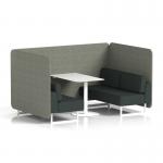 Brixworth 4 Seater Bench Booth With White Legs And White Table With White Leg In Rivet Fabric - Vitreous Panels And Charcoal Sofa SF004239