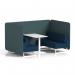 Brixworth 4 Seater Bench Booth With White Legs And White Table With White Leg In X2 Fabric - Polygon Panels And Calculus Sofa SF004244