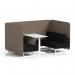 Brixworth 4 Seater Bench Booth With White Legs And White Table With White Leg In X2 Fabric - Theory Panels And Diameter Sofa SF004245