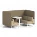 Brixworth 4 Seater Bench Booth With White Legs And White Table With White Leg In Main Line Flax Fabric - Bank Panels And Upminster Sofa SF004246