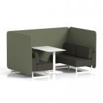 Brixworth 4 Seater Bench Booth With White Legs And White Table With White Leg In Main Line Flax Fabric - Monument Panels And Temple Sofa SF004247