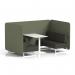 Brixworth 4 Seater Bench Booth With White Legs And White Table With White Leg In Main Line Flax Fabric - Monument Panels And Temple Sofa SF004247