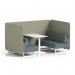 Brixworth 4 Seater Bench Booth With White Legs And White Table With White Leg In Main Line Flax Fabric - Newbury Panels And Westminster Sofa SF004248