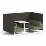 Brixworth 4 Seater Bench Booth With White Legs And White Table With White Leg In Main Line Flax Fabric - Temple Panels And Monument Sofa SF004249