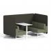 Brixworth 4 Seater Bench Booth With White Legs And White Table With White Leg In Main Line Flax Fabric - Temple Panels And Monument Sofa SF004249