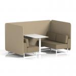 Brixworth 4 Seater Bench Booth With White Legs And White Table With White Leg In Main Line Flax Fabric - Upminster Panels And Bank Sofa SF004250