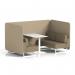 Brixworth 4 Seater Bench Booth With White Legs And White Table With White Leg In Main Line Flax Fabric - Upminster Panels And Bank Sofa SF004250