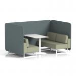 Brixworth 4 Seater Bench Booth With White Legs And White Table With White Leg In Main Line Flax Fabric - Westminster Panels And Newbury Sofa SF004251