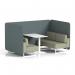 Brixworth 4 Seater Bench Booth With White Legs And White Table With White Leg In Main Line Flax Fabric - Westminster Panels And Newbury Sofa SF004251