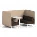 Brixworth 4 Seater Bench Booth With White Legs And White Table With White Leg In Synergy Fabric - Affix Panels And Wed Sofa SF004252