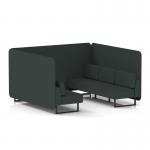 Brixworth 6 Seater Bench Booth With Black Legs In Rivet Fabric - Charcoal Panels And Sofa SF004265
