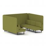 Brixworth 6 Seater Bench Booth With Black Legs In Rivet Fabric - Olive Panels And Sofa SF004267